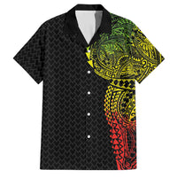 Hawaiian Traditional Tattoos Family Matching Summer Maxi Dress and Hawaiian Shirt Kakau Tribal Tropical Plant Motif Kanaka Maoli Flag Color Inspired LT03 Dad's Shirt - Short Sleeve Multicolor - Polynesian Pride