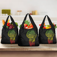 Hawaiian Traditional Tattoos Grocery Bag Kakau Tribal Tropical Plant Motif Kanaka Maoli Flag Color Inspired LT03 3-pack One Size Multicolor - Polynesian Pride