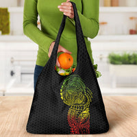 Hawaiian Traditional Tattoos Grocery Bag Kakau Tribal Tropical Plant Motif Kanaka Maoli Flag Color Inspired LT03 - Polynesian Pride