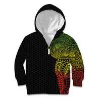 Hawaiian Traditional Tattoos Kid Hoodie Kakau Tribal Tropical Plant Motif Kanaka Maoli Flag Color Inspired LT03 Zip Hoodie Multicolor - Polynesian Pride