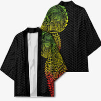 Hawaiian Traditional Tattoos Kimono Kakau Tribal Tropical Plant Motif Kanaka Maoli Flag Color Inspired LT03 - Polynesian Pride