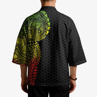 Hawaiian Traditional Tattoos Kimono Kakau Tribal Tropical Plant Motif Kanaka Maoli Flag Color Inspired LT03 - Polynesian Pride