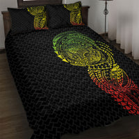 Hawaiian Traditional Tattoos Quilt Bed Set Kakau Tribal Tropical Plant Motif Kanaka Maoli Flag Color Inspired LT03 Multicolor - Polynesian Pride