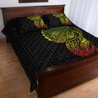 Hawaiian Traditional Tattoos Quilt Bed Set Kakau Tribal Tropical Plant Motif Kanaka Maoli Flag Color Inspired LT03 - Polynesian Pride