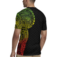 Hawaiian Traditional Tattoos Rugby Jersey Kakau Tribal Tropical Plant Motif Kanaka Maoli Flag Color Inspired LT03 - Polynesian Pride