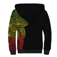 Hawaiian Traditional Tattoos Sherpa Hoodie Kakau Tribal Tropical Plant Motif Kanaka Maoli Flag Color Inspired LT03 - Polynesian Pride