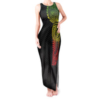 Hawaiian Traditional Tattoos Tank Maxi Dress Kakau Tribal Tropical Plant Motif Kanaka Maoli Flag Color Inspired LT03 Women Multicolor - Polynesian Pride