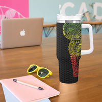 Hawaiian Traditional Tattoos Tumbler With Handle Kakau Tribal Tropical Plant Motif Kanaka Maoli Flag Color Inspired LT03 - Polynesian Pride