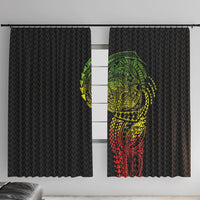 Hawaiian Traditional Tattoos Window Curtain Kakau Tribal Tropical Plant Motif Kanaka Maoli Flag Color Inspired LT03 With Hooks Multicolor - Polynesian Pride
