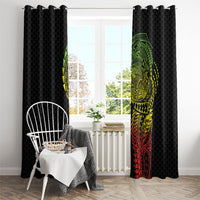 Hawaiian Traditional Tattoos Window Curtain Kakau Tribal Tropical Plant Motif Kanaka Maoli Flag Color Inspired LT03 - Polynesian Pride
