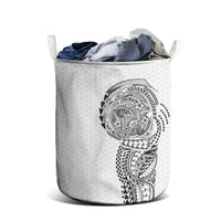 Hawaiian Traditional Tattoos Laundry Basket Kakau Tribal Tropical Plant Motif White Color LT03 - Polynesian Pride