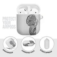 Hawaiian Traditional Tattoos AirPods Case Kakau Tribal Tropical Plant Motif White Color LT03 - Polynesian Pride
