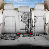 Hawaiian Traditional Tattoos Back Car Seat Cover Kakau Tribal Tropical Plant Motif White Color