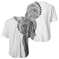Hawaiian Traditional Tattoos Baseball Jersey Kakau Tribal Tropical Plant Motif White Color LT03 - Polynesian Pride