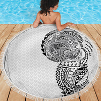 Hawaiian Traditional Tattoos Beach Blanket Kakau Tribal Tropical Plant Motif White Color LT03 - Polynesian Pride