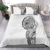 Hawaiian Traditional Tattoos Bedding Set Kakau Tribal Tropical Plant Motif White Color LT03 - Polynesian Pride