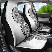 Hawaiian Traditional Tattoos Car Seat Cover Kakau Tribal Tropical Plant Motif White Color LT03 - Polynesian Pride