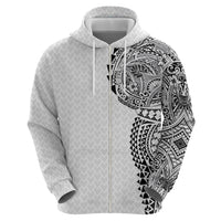 Hawaiian Traditional Tattoos Hoodie Kakau Tribal Tropical Plant Motif White Color