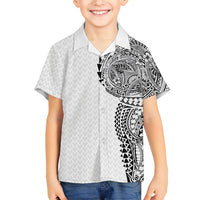 Hawaiian Traditional Tattoos Kid Hawaiian Shirt Kakau Tribal Tropical Plant Motif White Color