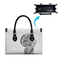 Hawaiian Traditional Tattoos Leather Bag Kakau Tribal Tropical Plant Motif White Color LT03 - Polynesian Pride