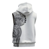 Hawaiian Traditional Tattoos Sleeveless Zip Hoodie Kakau Tribal Tropical Plant Motif White Color LT03 - Polynesian Pride