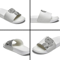 Hawaiian Traditional Tattoos Slide Sandals Kakau Tribal Tropical Plant Motif White Color LT03 - Polynesian Pride