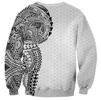 Hawaiian Traditional Tattoos Sweatshirt Kakau Tribal Tropical Plant Motif White Color LT03 - Polynesian Pride