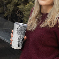 Hawaiian Traditional Tattoos Tumbler Cup Kakau Tribal Tropical Plant Motif White Color