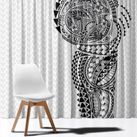 Hawaiian Traditional Tattoos Window Curtain Kakau Tribal Tropical Plant Motif White Color LT03 - Polynesian Pride