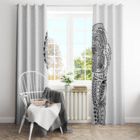 Hawaiian Traditional Tattoos Window Curtain Kakau Tribal Tropical Plant Motif White Color LT03 - Polynesian Pride