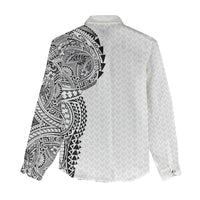 Hawaiian Traditional Tattoos Women Casual Shirt Kakau Tribal Tropical Plant Motif White Color LT03 - Polynesian Pride