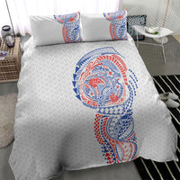 Hawaiian Traditional Tattoos Bedding Set Kakau Tribal Tropical Plant Motif Hawaii Flag Color Inspired LT03 - Polynesian Pride