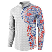 Hawaiian Traditional Tattoos Button Sweatshirt Kakau Tribal Tropical Plant Motif Hawaii Flag Color Inspired LT03 - Polynesian Pride