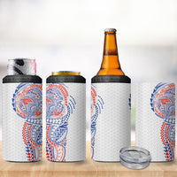 Hawaiian Traditional Tattoos 4 in 1 Can Cooler Tumbler Kakau Tribal Tropical Plant Motif Hawaii Flag Color Inspired LT03 - Polynesian Pride