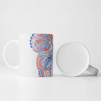 Hawaiian Traditional Tattoos Ceramic Mug Kakau Tribal Tropical Plant Motif Hawaii Flag Color Inspired LT03 - Polynesian Pride