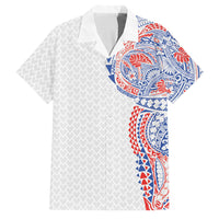 Hawaiian Traditional Tattoos Family Matching Tank Maxi Dress and Hawaiian Shirt Kakau Tribal Tropical Plant Motif Hawaii Flag Color Inspired LT03 Dad's Shirt - Short Sleeve Multicolor - Polynesian Pride