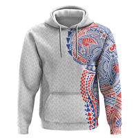 Hawaiian Traditional Tattoos Hoodie Kakau Tribal Tropical Plant Motif Hawaii Flag Color Inspired LT03 Pullover Hoodie Multicolor - Polynesian Pride
