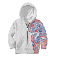 Hawaiian Traditional Tattoos Kid Hoodie Kakau Tribal Tropical Plant Motif Hawaii Flag Color Inspired LT03 Zip Hoodie Multicolor - Polynesian Pride