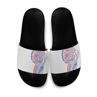 Hawaiian Traditional Tattoos Slide Sandals Kakau Tribal Tropical Plant Motif Hawaii Flag Color Inspired