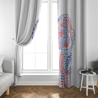 Hawaiian Traditional Tattoos Window Curtain Kakau Tribal Tropical Plant Motif Hawaii Flag Color Inspired