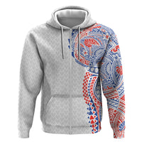 Hawaiian Traditional Tattoos Zip Hoodie Kakau Tribal Tropical Plant Motif Hawaii Flag Color Inspired LT03 Zip Hoodie Multicolor - Polynesian Pride
