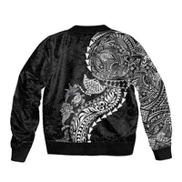 Hawaiian Kakau Tribal Sea Animals Tattoos Bomber Jacket Black Color