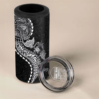Hawaiian Kakau Tribal Sea Animals Tattoos 4 in 1 Can Cooler Tumbler Black Color