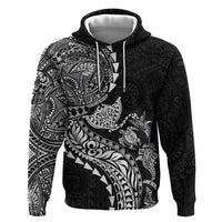 Hawaiian Kakau Tribal Sea Animals Tattoos Hoodie Black Color LT03 Pullover Hoodie Black - Polynesian Pride