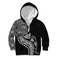 Hawaiian Kakau Tribal Sea Animals Tattoos Kid Hoodie Black Color LT03 Zip Hoodie Black - Polynesian Pride