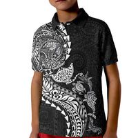 Hawaiian Kakau Tribal Sea Animals Tattoos Kid Polo Shirt Black Color LT03 Kid Black - Polynesian Pride