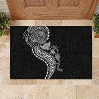 Hawaiian Kakau Tribal Sea Animals Tattoos Rubber Doormat Black Color