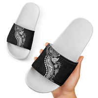 Hawaiian Kakau Tribal Sea Animals Tattoos Slide Sandals Black Color