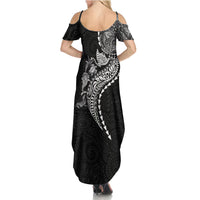 Hawaiian Kakau Tribal Sea Animals Tattoos Summer Maxi Dress Black Color LT03 - Polynesian Pride