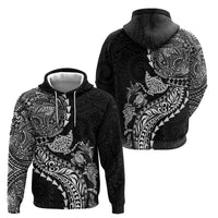 Hawaiian Kakau Tribal Sea Animals Tattoos Zip Hoodie Black Color LT03 - Polynesian Pride